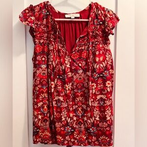 Loft blouse with flutter sleeves. Size Large